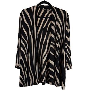 Chico's Travelers Zebra Stripe Clara Open Front Cardigan Jacket Size 3 XL